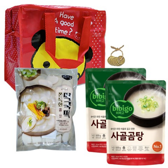 [DM] 기프트 단체 홍보 판촉_맛있는 사골곰탕 떡국 떡 엽전 꾸러미 선물세트, 53604758_본품, 상세설명 참조