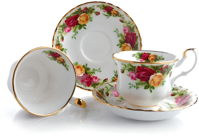 로얄알버트 황실장미 커피잔 2인조 세트, 혼합색상, 1세트