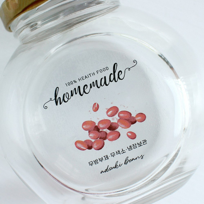 투명 팥우유 스티커 팥 팥물 팥가루 스티커 주문제작, 100매, 방수투명스티커