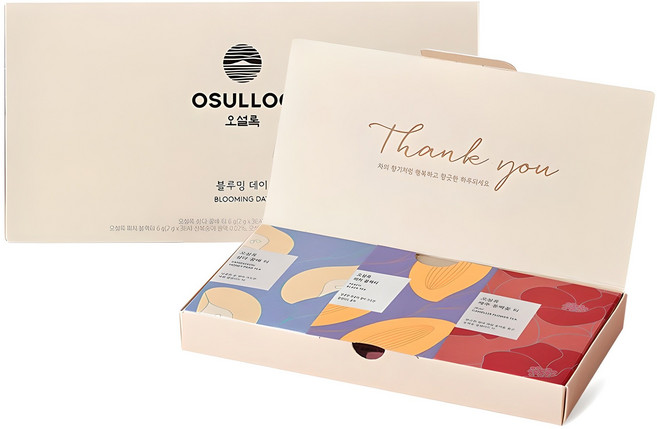 오설록 블루밍 데이 차세트, 삼다 꿀배티(3P) + 피치 블랙티(3P) + 제주 동백꽃티(3P), 1세트