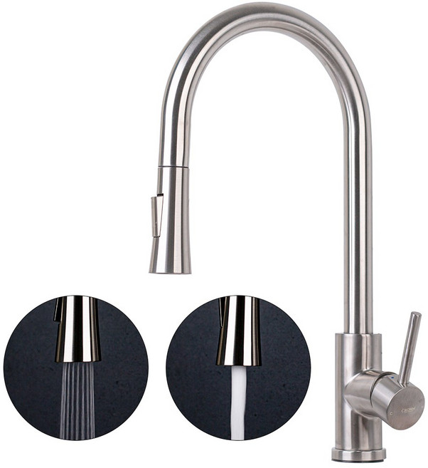 비욘드퍼니싱 거위목 싱크대 주방 수전, 스텐 기본형B MW1701, 1개