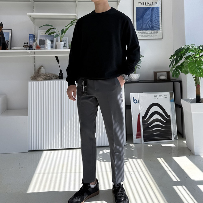 드몽 남성 프리미엄 스판 기본 뒷밴딩 슬랙스 바지