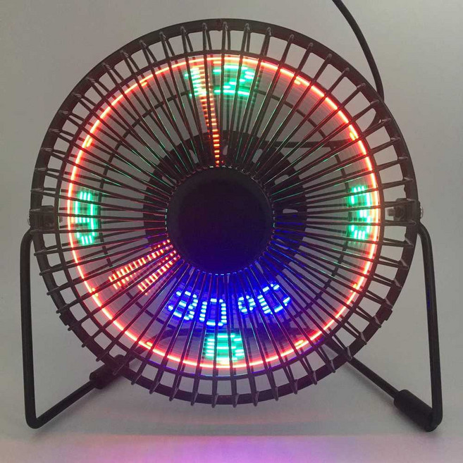 USB 홀로그램 선풍기 LED 시계 팬 탁상용 발광글씨, G 옵션이미지참고