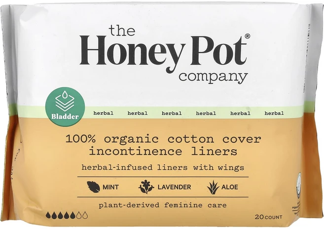The Honey Pot Company 허브 함유 날개형 면 라이너 유기농 요실금 라이너 20개, TheHoneyPotCompany허브함유날개형면라이너유 - 쿠팡