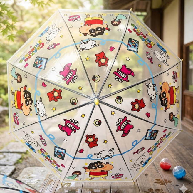 짱구는못말려 투명 58 우산 옐로우 신짱구 흰둥이 초코비 비오는날 등교 준비물 아동용 성인 겸용