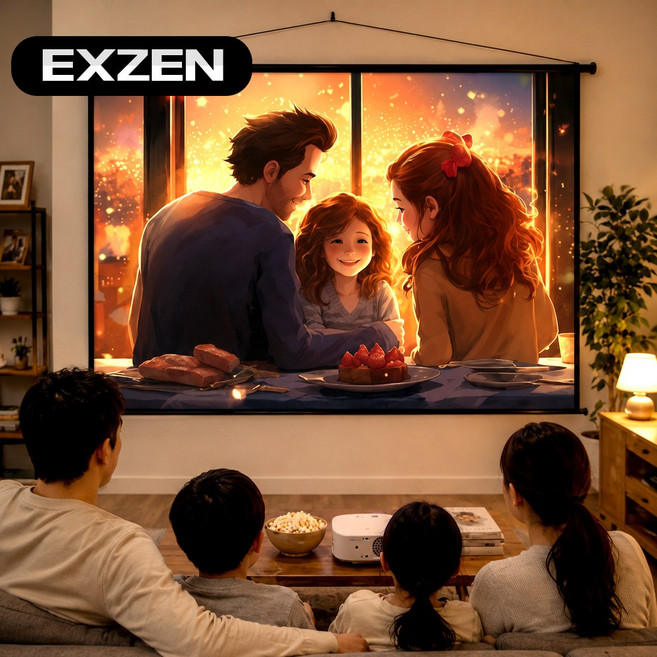 엑스젠 80인치 와이드 16:9 족자스크린 JJ80W 캠핑용 휴대용 족자봉 삼각대 분리형, 단품