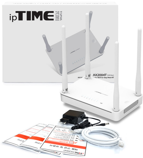 IPTIME AX2004T 화이트 와이파이 기가 유무선 공유기 + 기가랜선 1m 포함, 1개