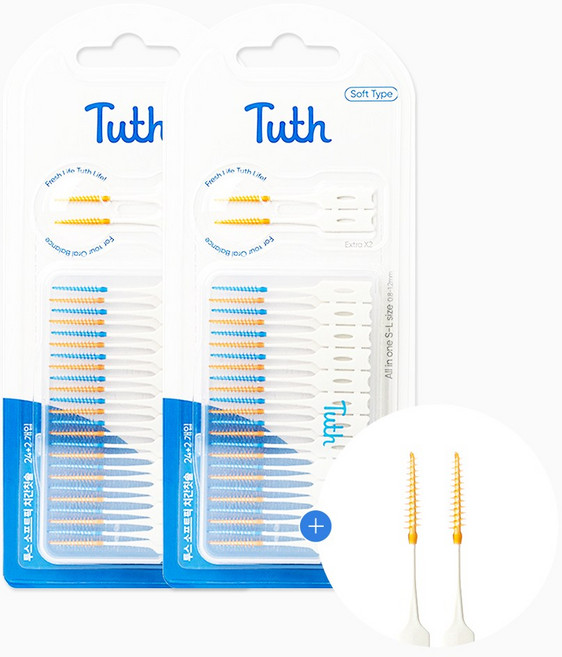 투스 소프트픽 치간칫솔, 2개, 52개입, 0.8mm