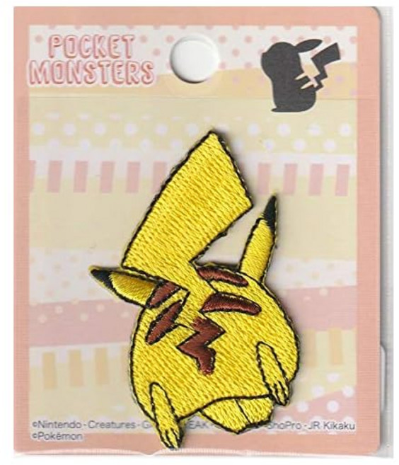 이나가키 패션 포켓몬 와펜 피카츄 가로 3.5 cm × 세로 5 cm 스티커 다리미 양용 접착 PKS003