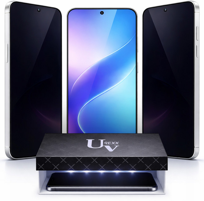 렉스 3종 올인원 UV 밀착끝판왕 세트 고투명 + 지문방지 + 사생활보호, 1박스