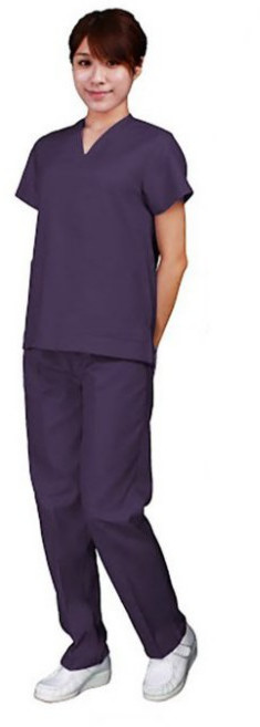 萊亞生活館 杏芳 女用刷手服 褲裝 深紫色 肩扣款 台製刷手服