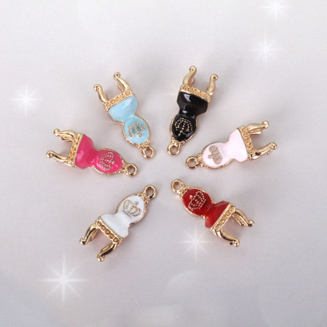 짱패브릭 메탈 의자 팬던트 참장식, 블랙, 1개