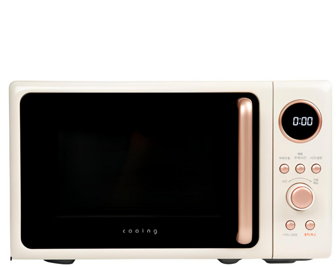 쿠잉전자 미니 레트로 크림 전자레인지 버튼 다이얼식 20L, MM-ER20CRA