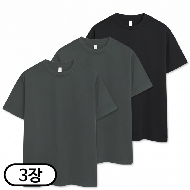 3장 세트 드라이 라운드 쿨티셔츠 남녀공용 기능성 반팔티 냉감 반팔 반팔티 (SCC5274PT)