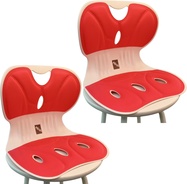 Mirsh [ 1+1 ] 바른자세 등받이 허리보호 자세보정 의자, 레드