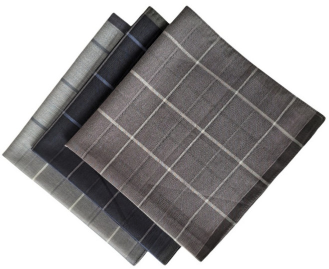 홀세일링 모던 체크 패턴 3종 남자 순면 손수건 세트