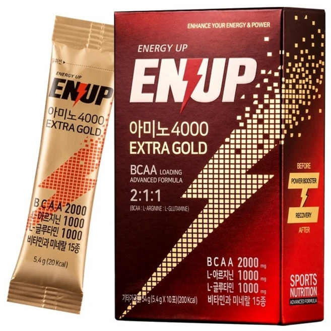 엔업 아미노4000 엑스트라 골드 BCAA 에너지보충제 복합아미노산, 54g, 1개 - 쿠팡