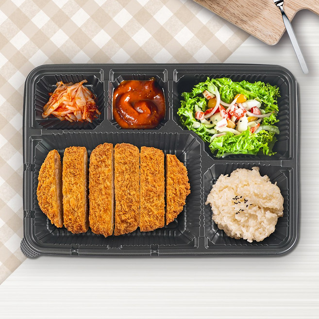 씨앤몰 5칸 도시락 돈가스용기 CN-005D, 1개, 100세트