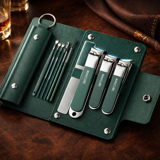 이온브 정밀 절삭 손톱깎이세트, 1세트, 다크그린