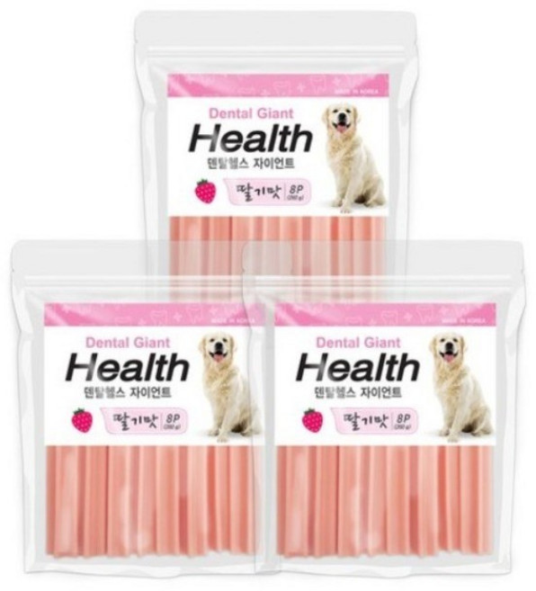 덴탈헬스 플러스 자이언트 애견껌, STRAWBERRY, 260g, 21개
