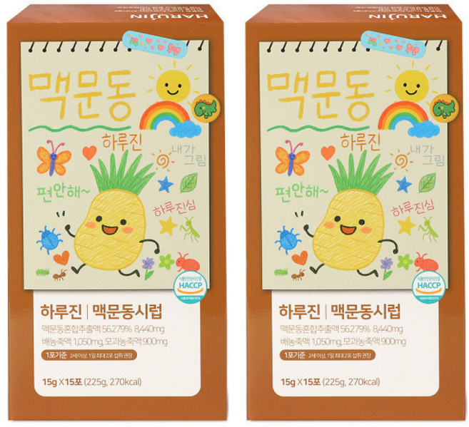 하루진 맥문동 시럽 어린이 맥문동즙 천문동 구기자 도라지 함유, 2박스, 15g