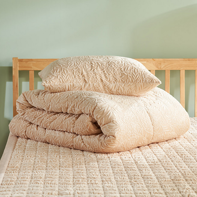 아이리스 5mm 착번아웃 극세사 이불 패드 베개커버 침구 세트