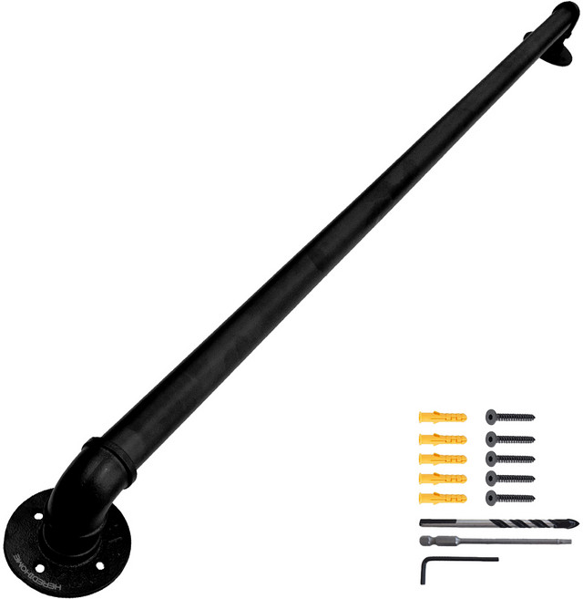 바오월드 벽부형 핸드레일 계단 손잡이 난간 난간대, 검은색, 1세트