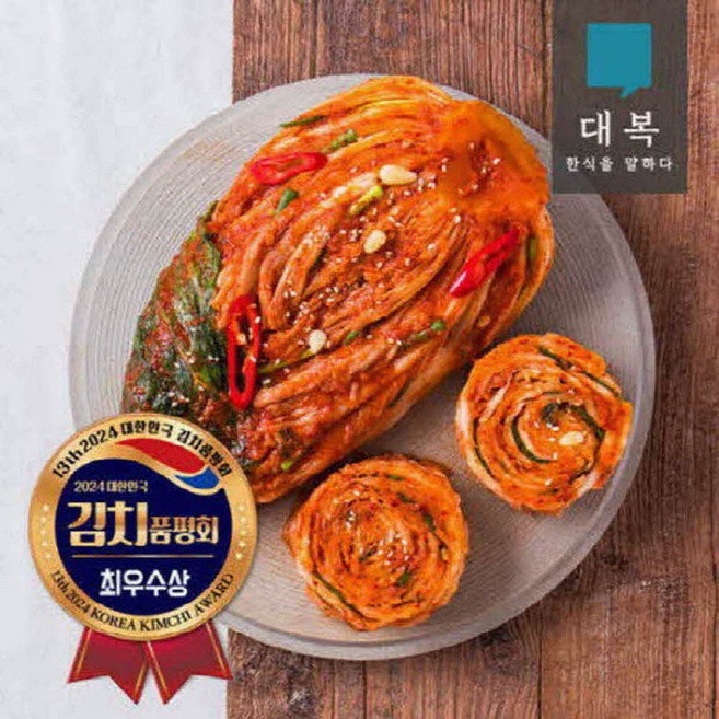 대복 포기김치 3kg (김치품평회 최우수상 농식품부장관 수상), 1개