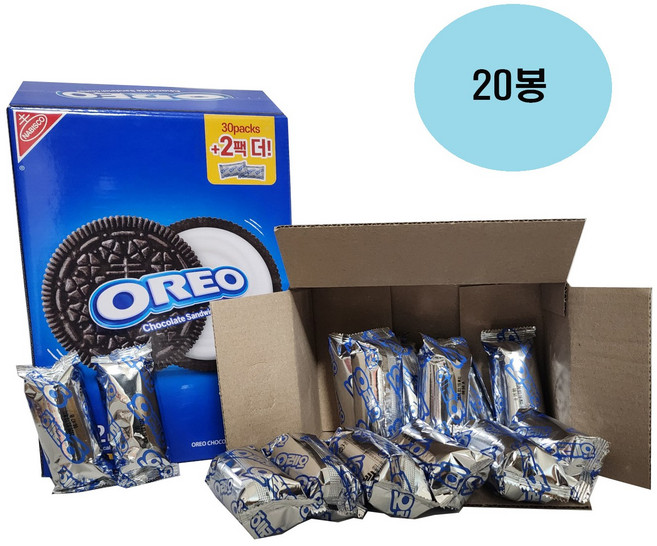 오레오 초콜릿 샌드위치 쿠키 화이트 크림, 50g, 20개