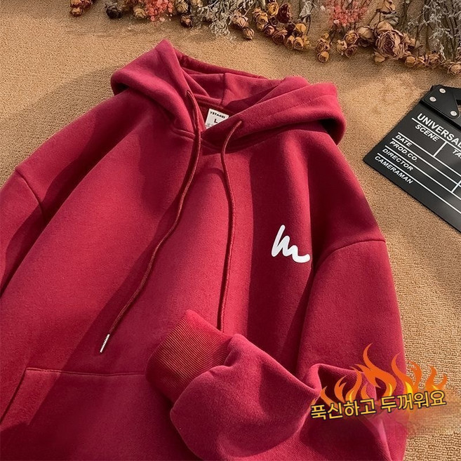 싱싱덴덩 후드티셔츠 남성 기모 도톰 캐주얼 후드 솔리드 스포티 맨투맨