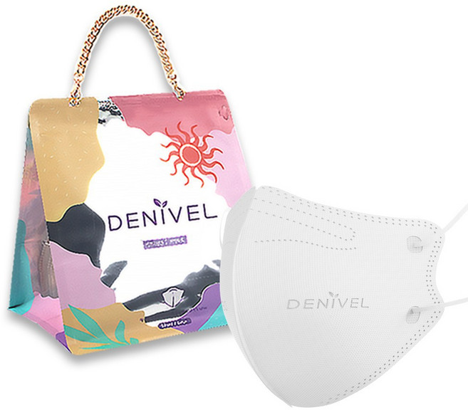 리빙투유 데니벨 에어쿨 여름용 KF94 컬러마스크 50매 도트백, 1개, KF94흰색(50매)