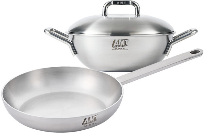 AMT 316Ti 스텐 통5중 양수웍&프라이팬 2종 세트 (양수웍22cm 플랫팬24cm), 1개