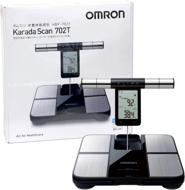 OMRON歐姆龍 藍芽四點式體重體脂計 精準測量體脂 藍牙同步數據 全家適用, 銀色, 1個, HBF-702T