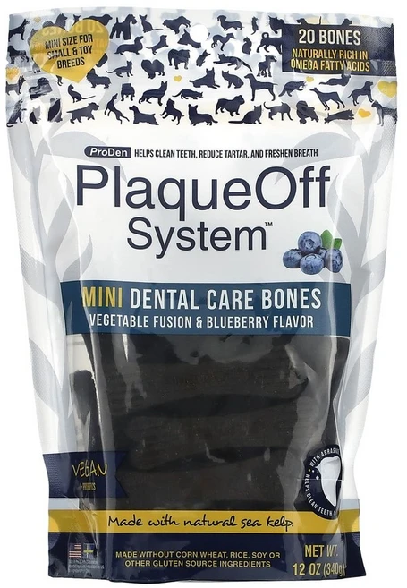 ProDen PlaqueOff System 미니 덴탈 케어 소형견용 20개입, 1개, 340g, 땅콩버터  바나나 - 쿠팡