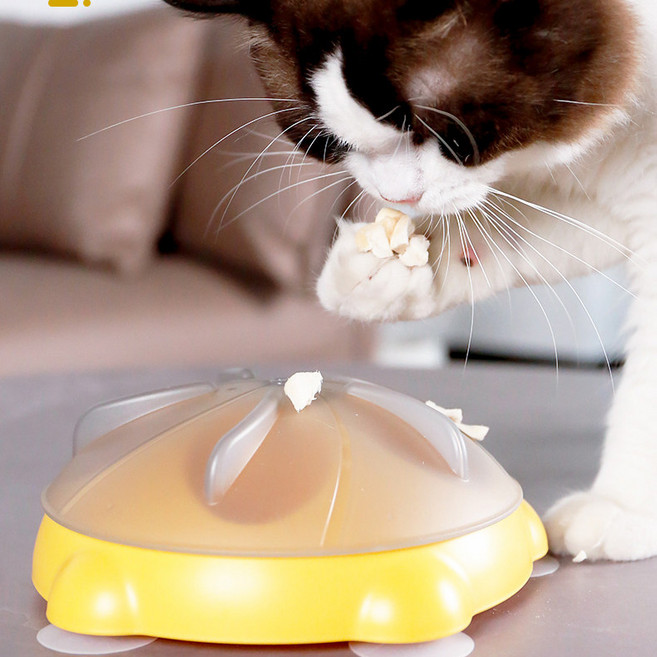 고양이 노즈워크 장난감 간식 장난감 지능개발 먹이 퍼즐 반려묘 장난감, 1개, 노란색