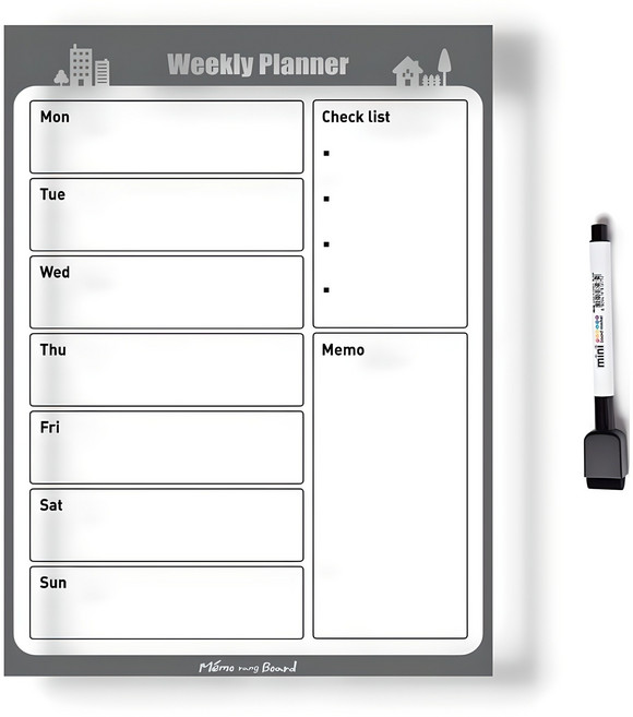 메모랑보드랑 무점착 스파이더 메모보드 주간계획표 투명, PET