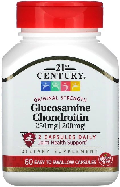 21st Century 글루코사민/콘드로이틴 오리지널 스트렝스 삼키기 쉬운 캡슐 60정, 1개 - 쿠팡