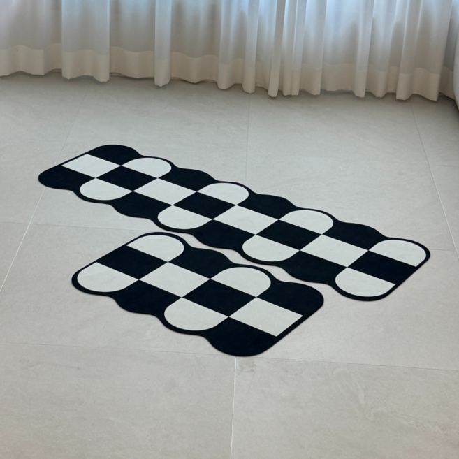 프롬서울 빨아쓰는 규조토 예쁜주방매트 발매트, 웨이브 큐브