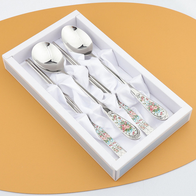 삼미 잉글랜드 꽃수저2벌세트, 1개, 수저2벌+케이스, 혼합