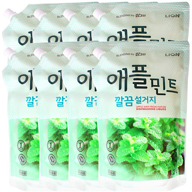 참그린 애플민트 깔끔설거지 1.2L, 8개