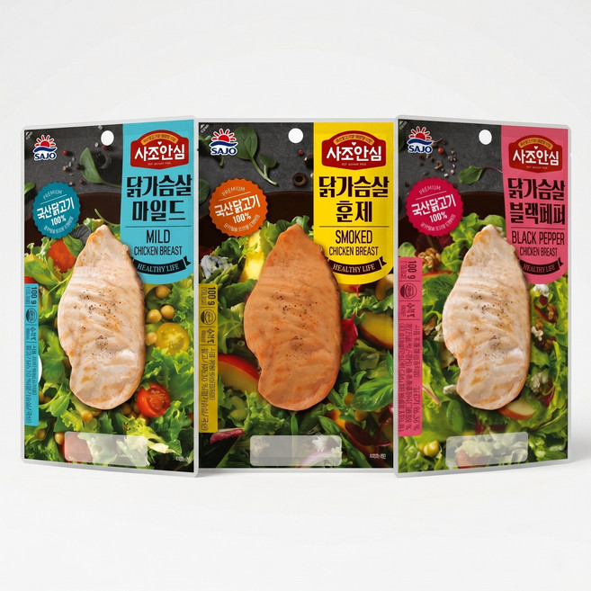 대림 사조안심 닭가슴살 마일드 훈제 블랙페퍼100g 3종, 1세트, 100g