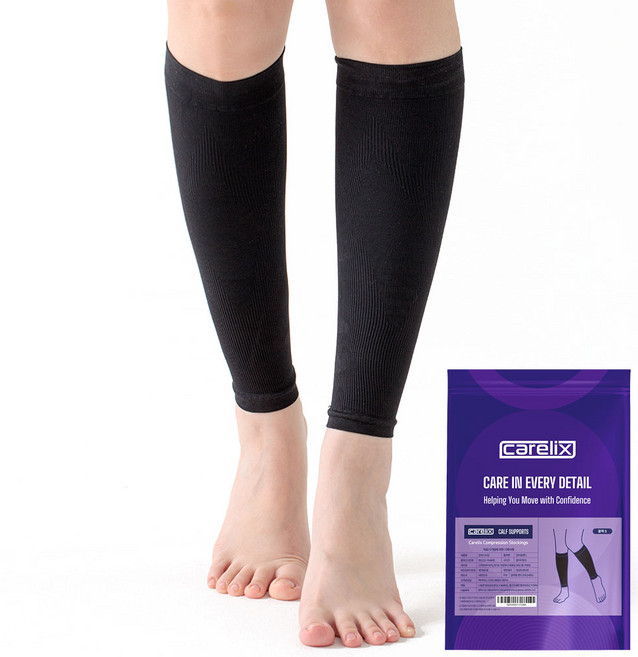 케어릭스 1등급 의료용 압박스타킹 국산 편안한 착용감 블랙, 종아리/무릎형, 1개
