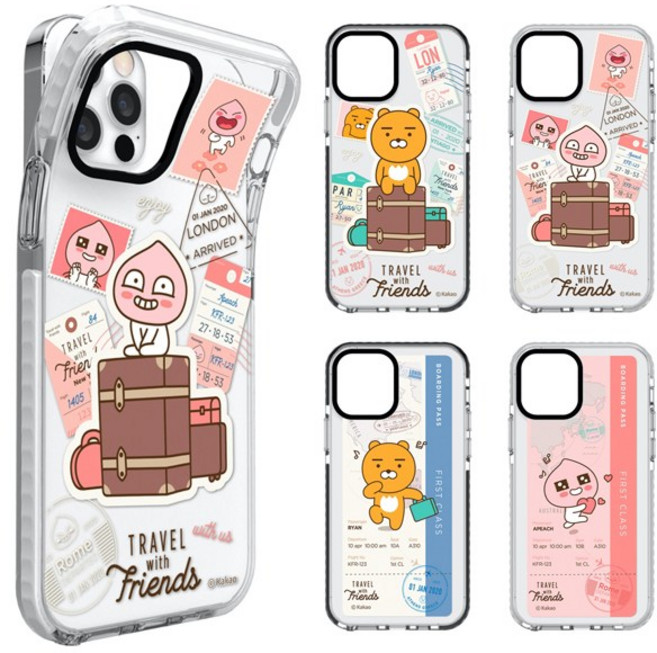 kk 정품 카카오 프렌즈 트래블 투명라인젤리 핸드폰 케이스 갤럭시 노트 20 10 9 8 S23 S22 S22+ S21 울트라 플러스 갤럭시S23+ S20 S10 5g 커버