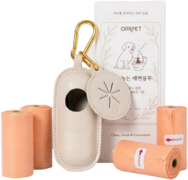 오르펫 물에 녹는 강아지 배변봉투 변기에 바로 버리는 수용성 풉백, 1박스, 40개입, 케이스 포함 - 쿠팡