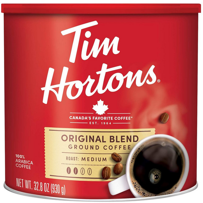 캐나다 팀홀튼 분쇄 커피 4종 모음 (100% 콜롬비아 다크 디카페 오리지널) - TIM HORTONS FINE GRIND COFFEE 4 TYPES, 오리지널(930g), 930g, 1개