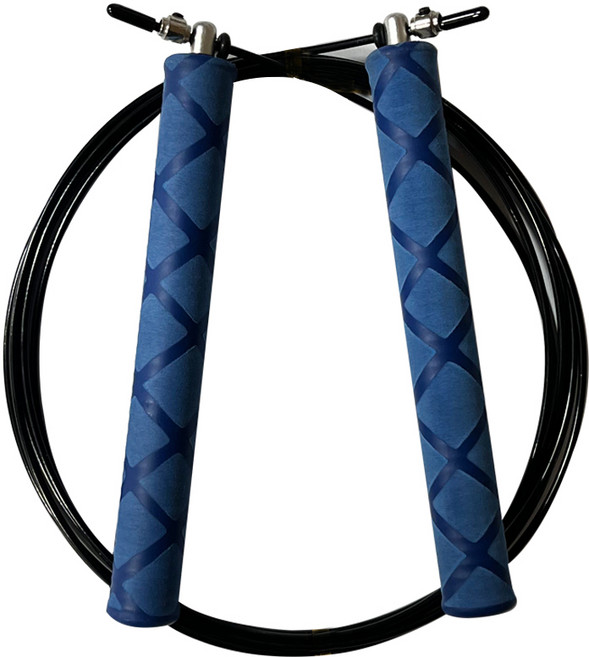 프리미엄 벨벳 와이어 줄넘기 더블 베어링 초고속 회전 선수용 줄조절 스피드 더블언더, 블루, 1개