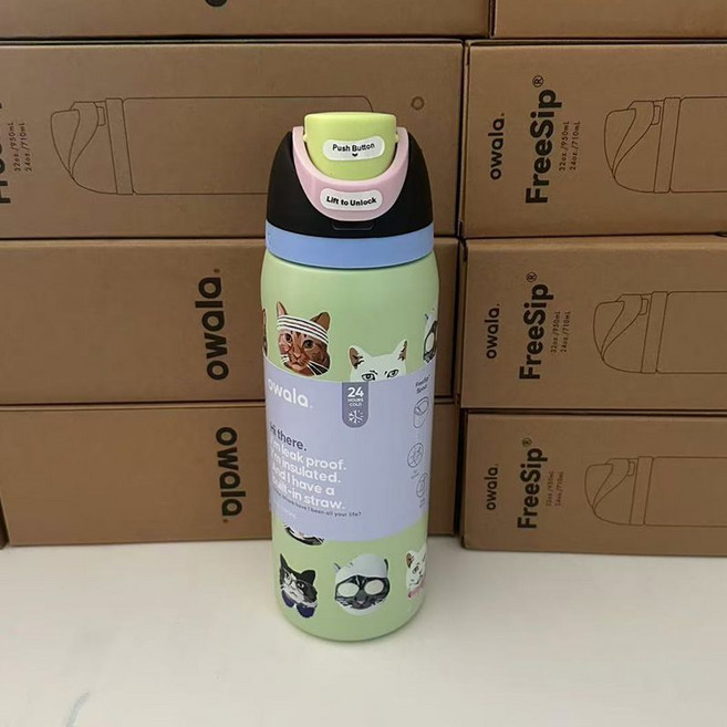오왈라 프리십 인슐레이티드 텀블러, 710ml, 고양이, 1개