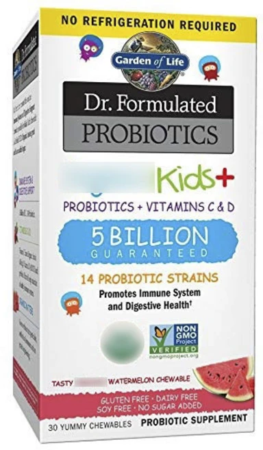 가든오브라이프 키즈 프로바이오틱 어린이 유산균 50억 + 비타민 C & D 워터멜론 야미 츄어블, 30정, 1개 - 쿠팡