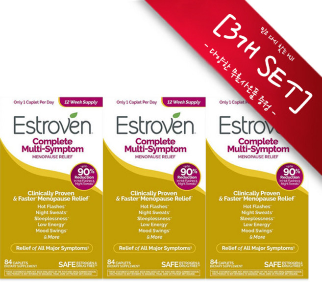 [정품 미국 직배송] 에스트로벤 갱년기 여성용 메노포즈 개선 84정-3개 Estroven Menopause Relief 84 안면 홍조 폐경기 *사은품*, 3개, 바세린 1개,, 84정