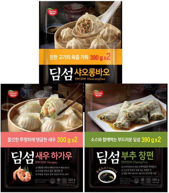 딤섬 새우하가우 300g x 2봉 + 부추창펀 390g x 2봉 + 샤오롱바오 390g x 2봉, 2.16kg, 1개